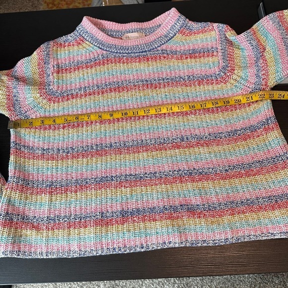 Philosophy Rainbow Striped Cotton Blend Crew Neck Pullover Knit Sweater Large - Picture 7 of 9
